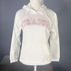 Women’s White Embroidered SYRACUSE College Drawstring Hoodie Size L NEW